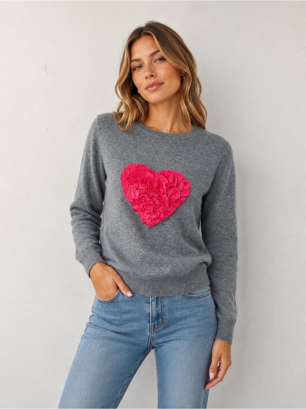 Catherine Osti Paris wool cashmere heart sweater